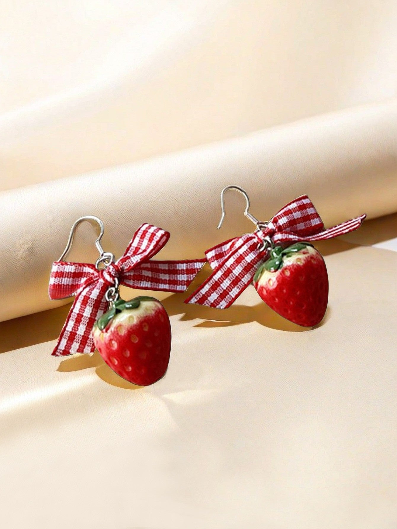 Cute Red Acrylic Strawberry Drop Earrings For Stylish Everyday Wear
