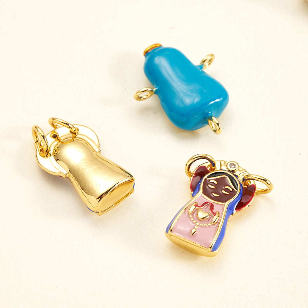 Fish Connector In Copper With 18K Gold Plated Electroplating And Zircon Inlay, Featuring 0.05µm-0.08µm Plating Thickness, 1 Pc/Package
