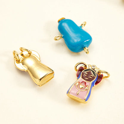 Fish Connector In Copper With 18K Gold Plated Electroplating And Zircon Inlay, Featuring 0.05µm-0.08µm Plating Thickness, 1 Pc/Package