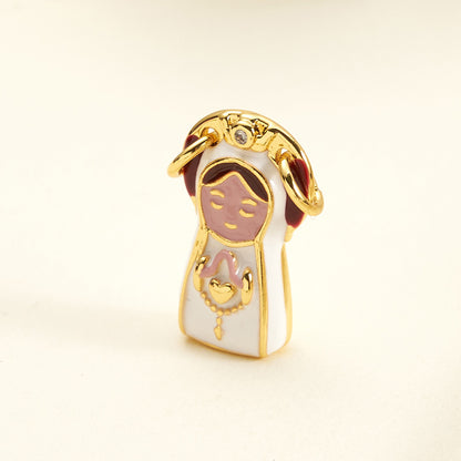 Fish Connector In Copper With 18K Gold Plated Electroplating And Zircon Inlay, Featuring 0.05µm-0.08µm Plating Thickness, 1 Pc/Package