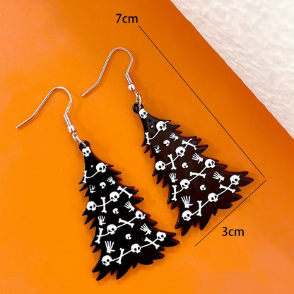Gothic Black Acrylic Skull Drop Earrings For Women, Perfect For Halloween