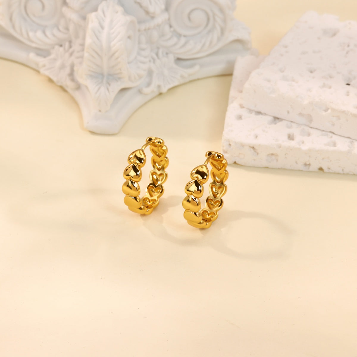 Heart Shape Jewelry Set For Women Featuring 304 Stainless Steel With 18K Real Gold Plated Finish, Perfect For Valentine's Day