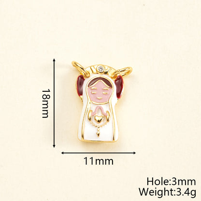 Fish Connector In Copper With 18K Gold Plated Electroplating And Zircon Inlay, Featuring 0.05µm-0.08µm Plating Thickness, 1 Pc/Package