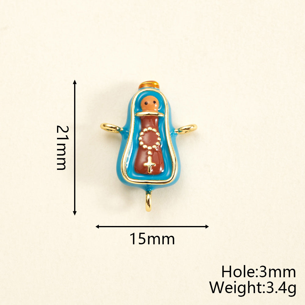 Fish Connector In Copper With 18K Gold Plated Electroplating And Zircon Inlay, Featuring 0.05µm-0.08µm Plating Thickness, 1 Pc/Package