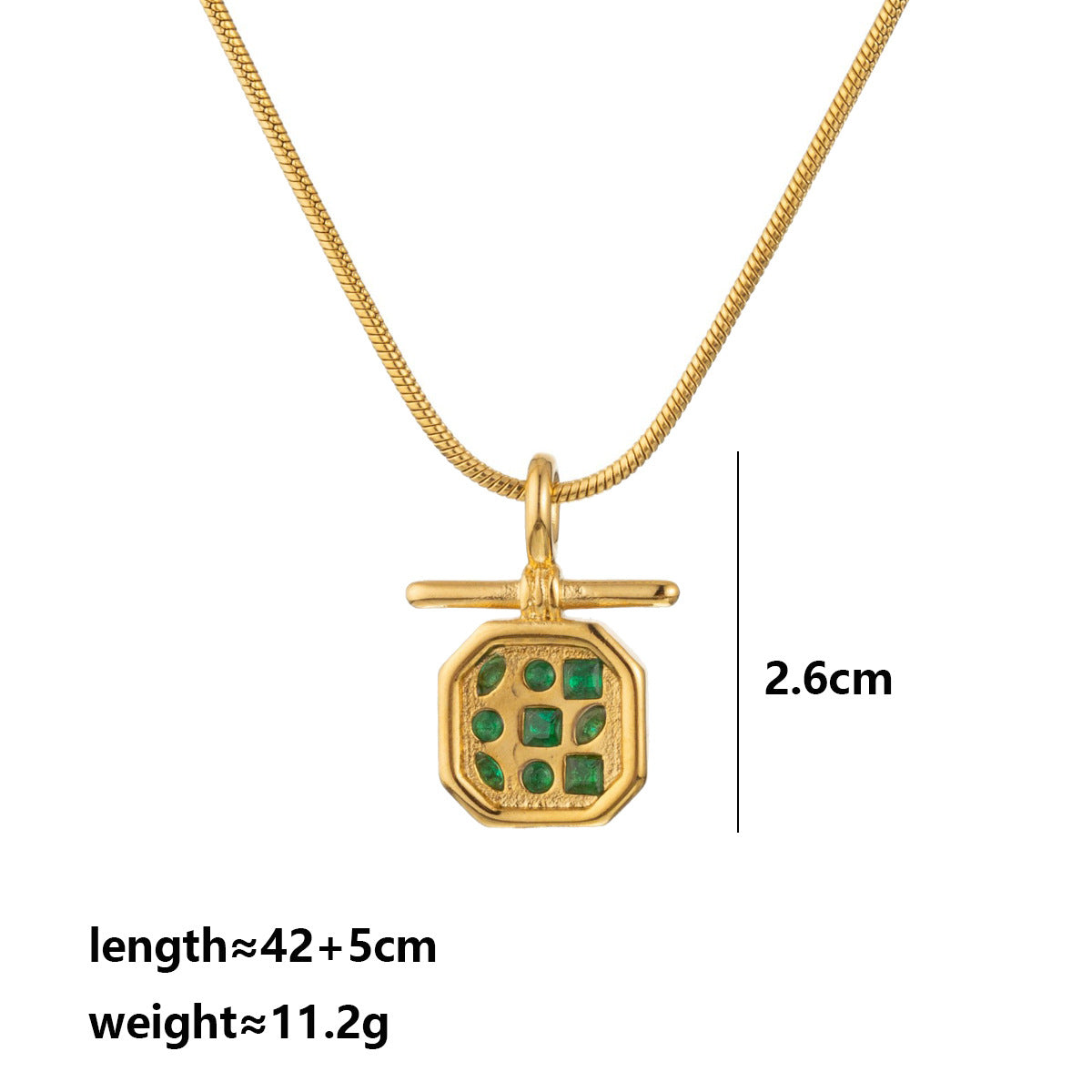 Round Pendant Necklace For Adults In Golden Plated Copper With Artificial Rhinestones And Cable Chain