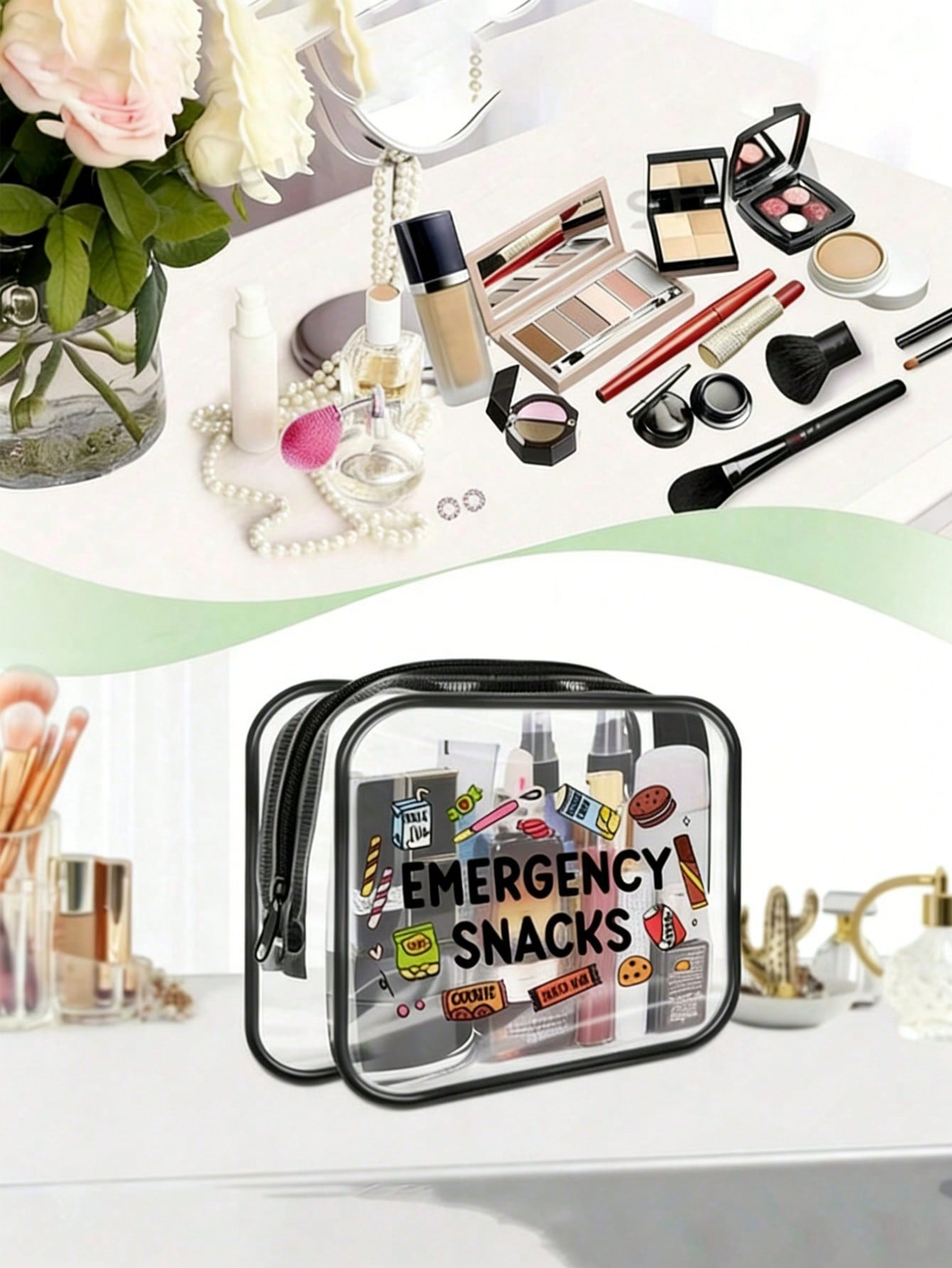 PVC Square Cosmetic Bag For Women Featuring Waterproof Design, Suitable For All Seasons