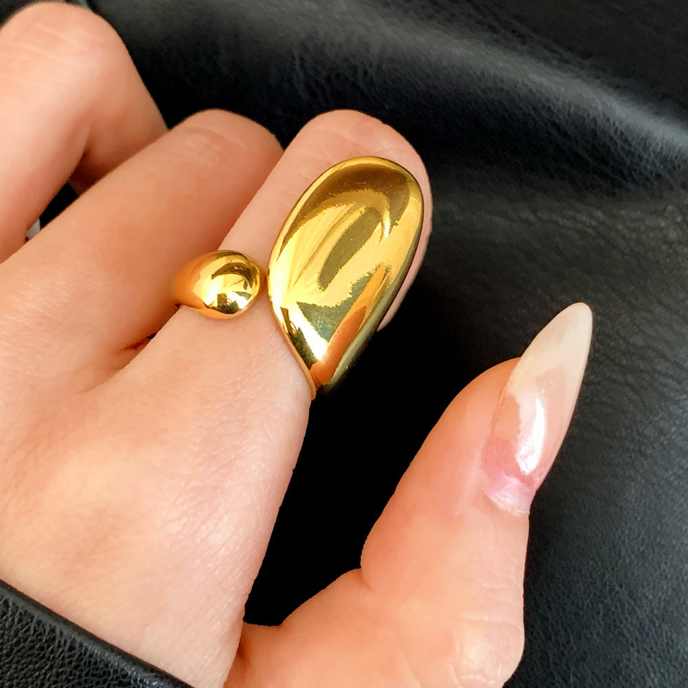 Asymmetrical Copper Ring For Witches Knot Jewelry In Golden Color Featuring Unique Craft Design