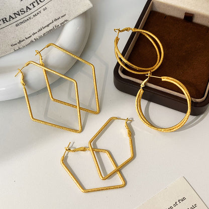 Geometric Copper Earrings For Women In Golden Featuring Witches Knot Jewelry Design