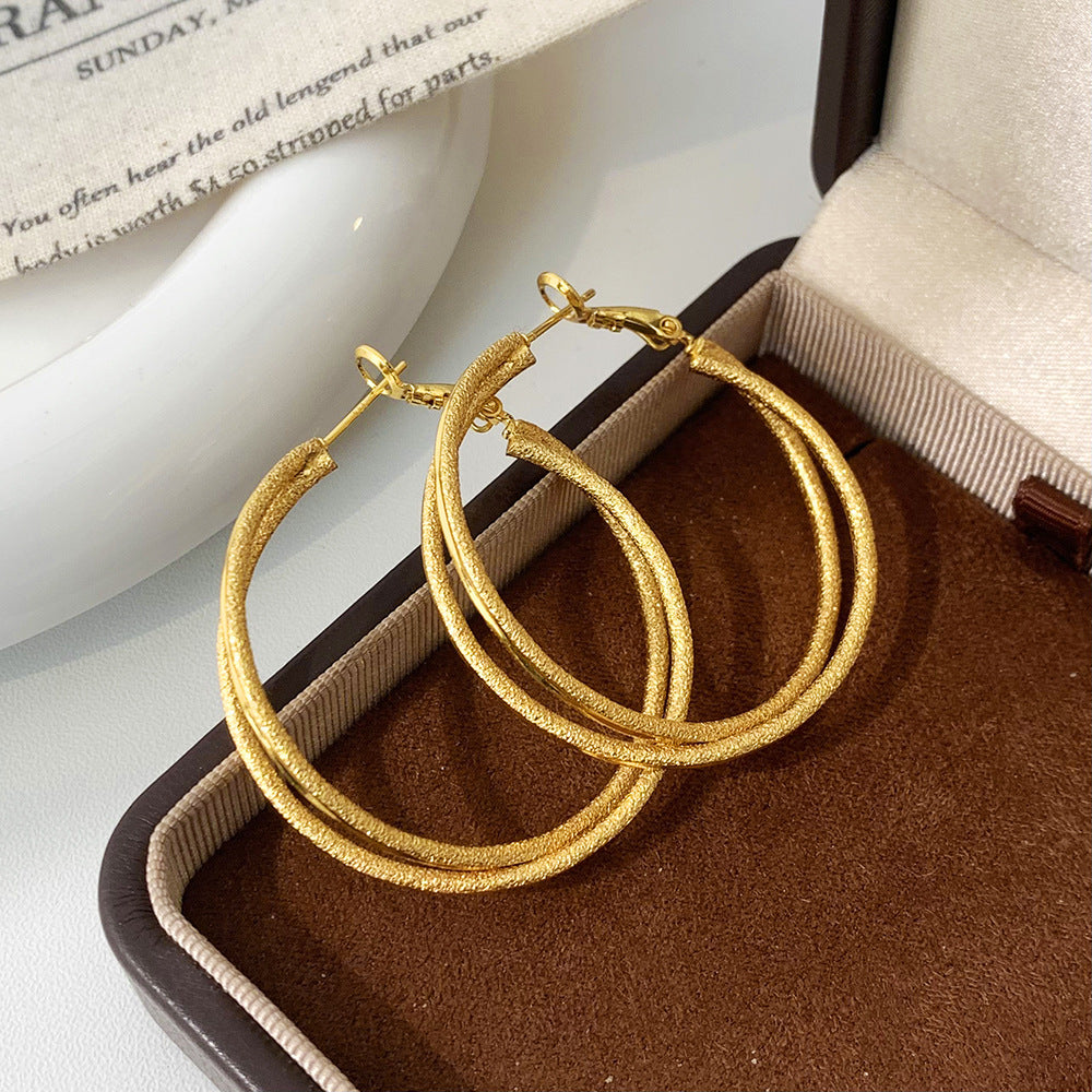 Geometric Copper Earrings For Women In Golden Featuring Witches Knot Jewelry Design