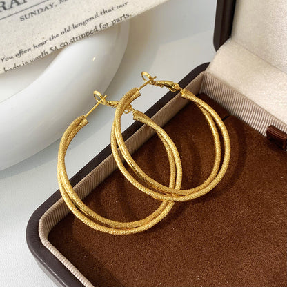 Geometric Copper Earrings For Women In Golden Featuring Witches Knot Jewelry Design