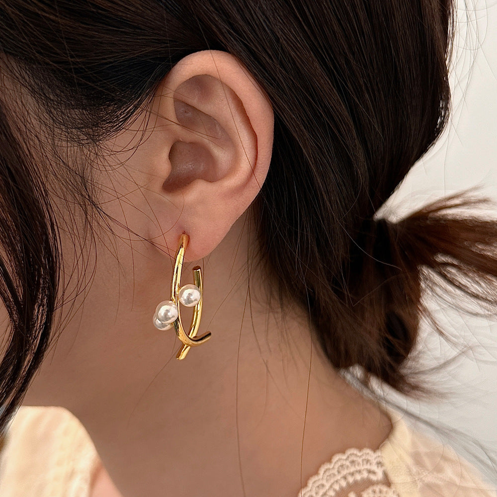 For Witches Knot Jewelry Copper Stud Earrings In Golden Color Featuring Cross Pattern