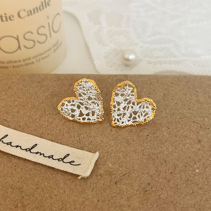 Heart Shape Copper Earrings For Witches Knot Jewelry In Golden