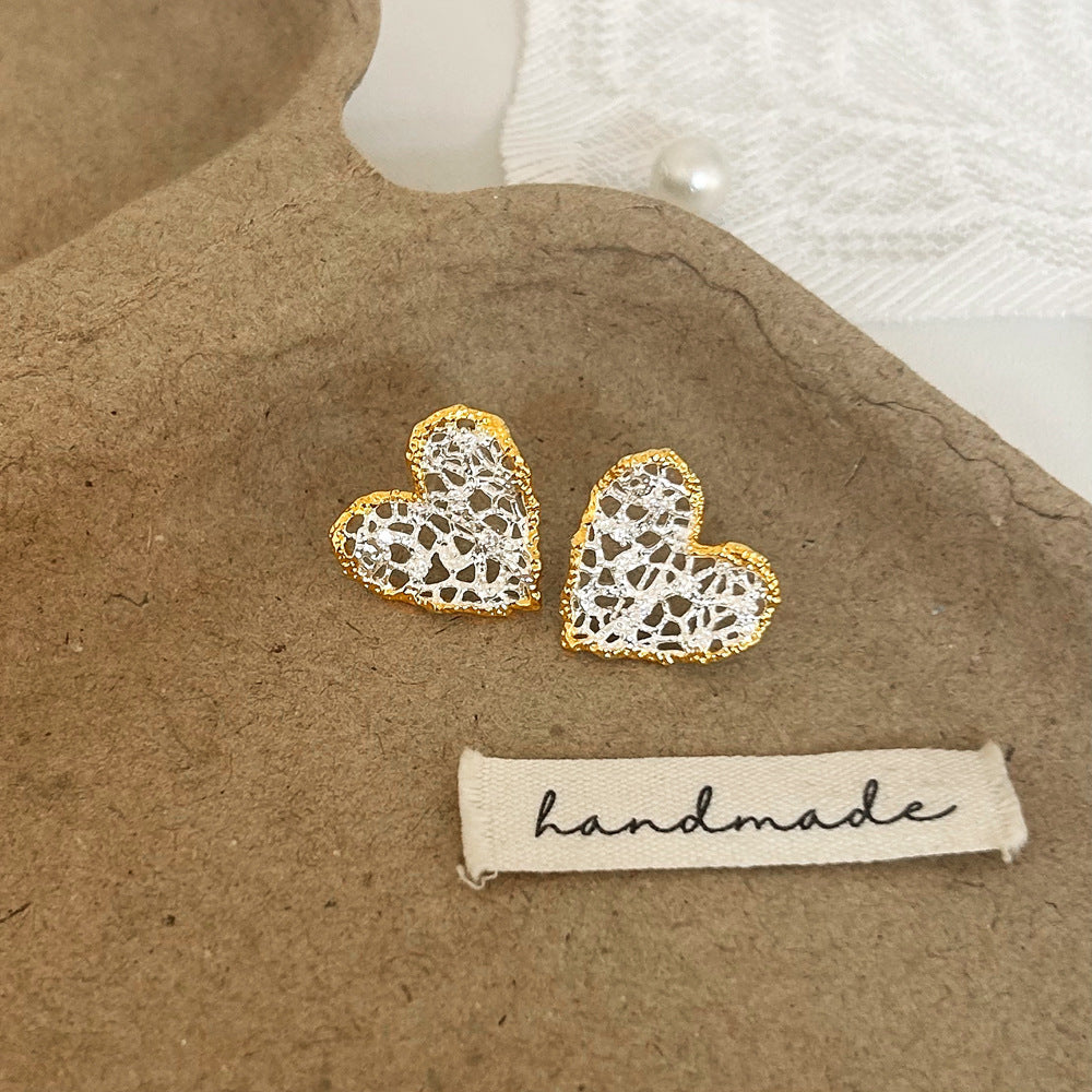 Heart Shape Copper Earrings For Witches Knot Jewelry In Golden