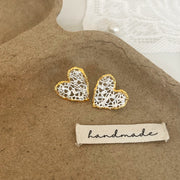 Gold and Silver Two-tone Heart Earrings