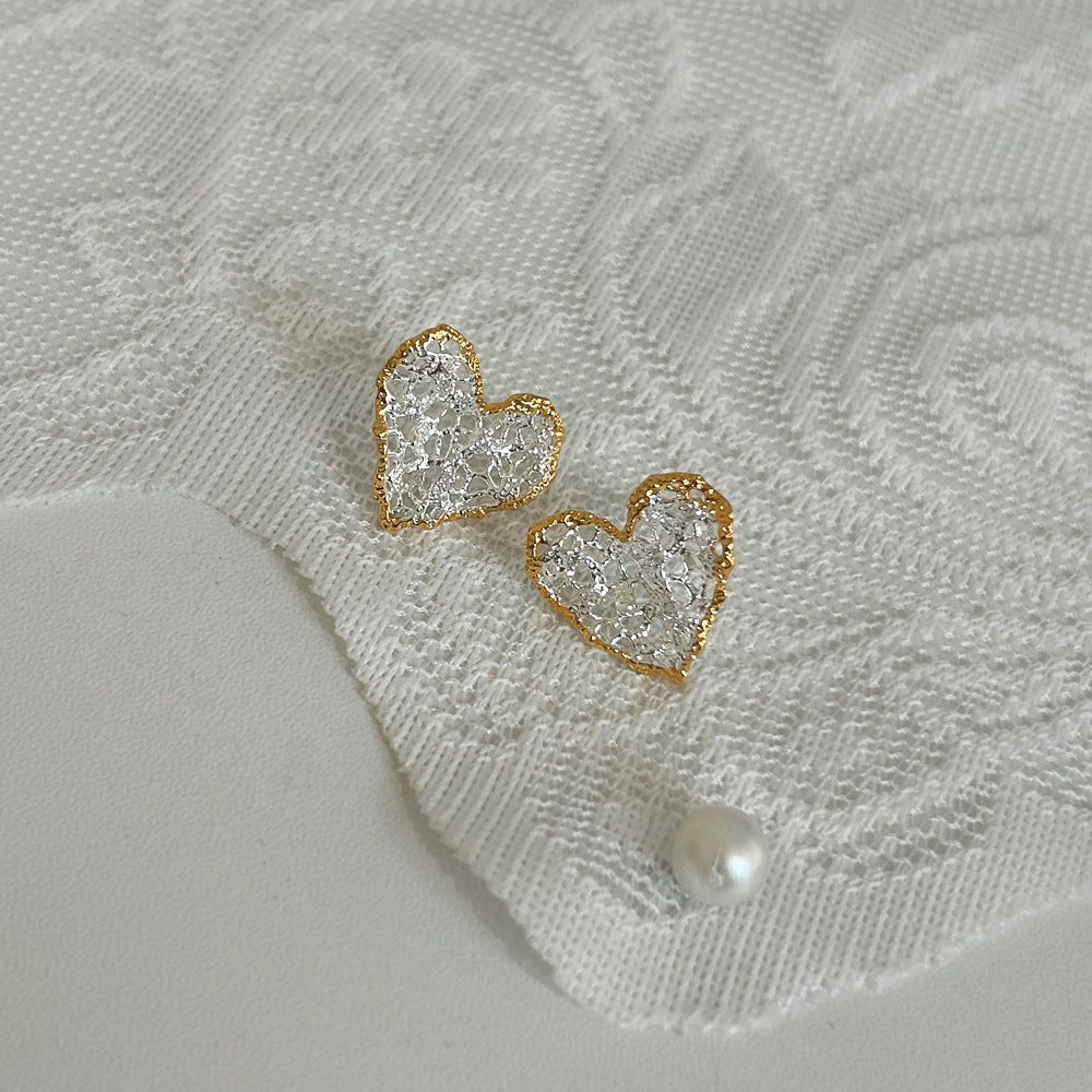 Heart Shape Copper Earrings For Witches Knot Jewelry In Golden
