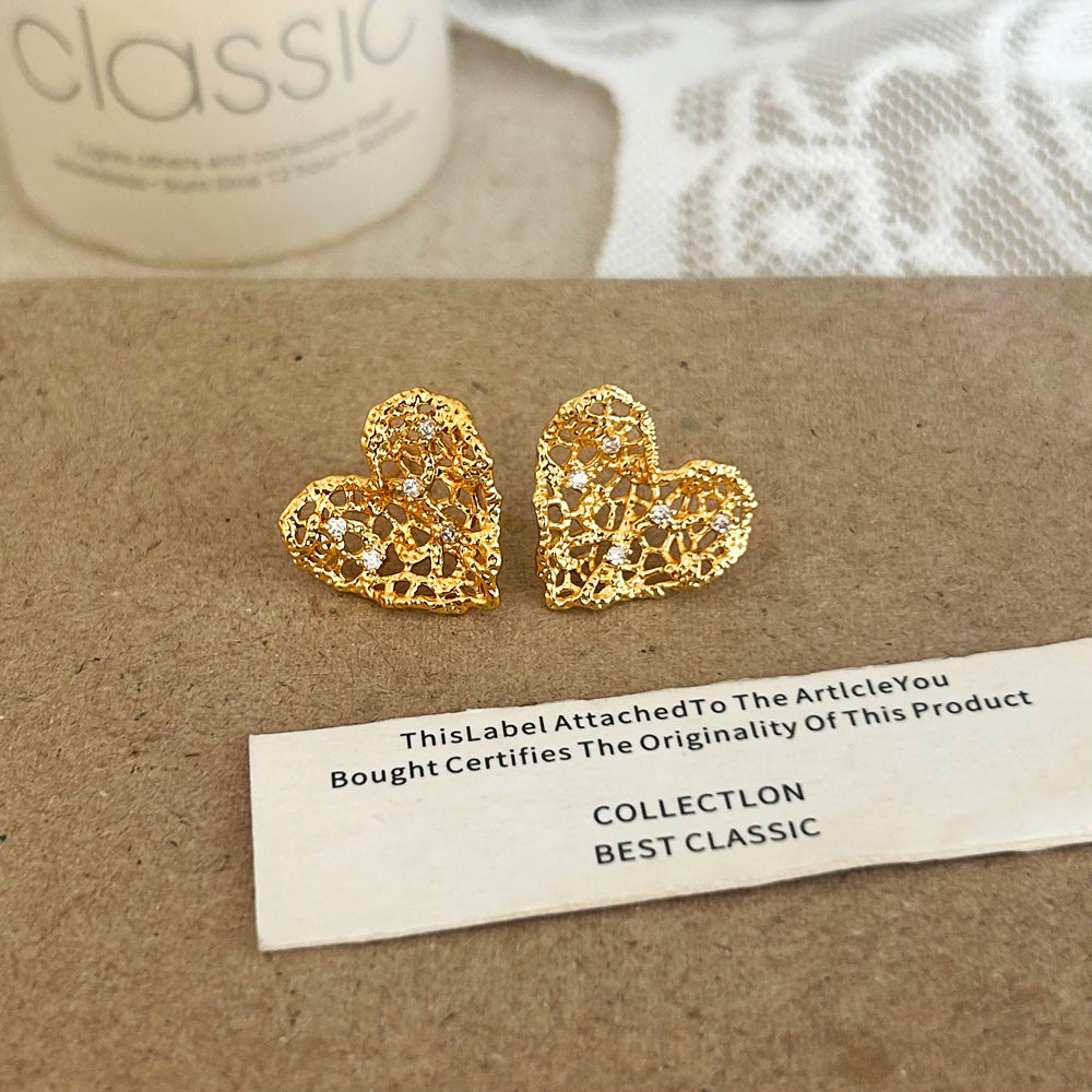 Heart Shape Copper Earrings For Witches Knot Jewelry In Golden