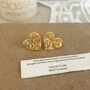 Golden Love Heart Stud Earrings