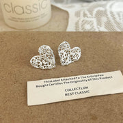Silver Love Heart Stud Earrings