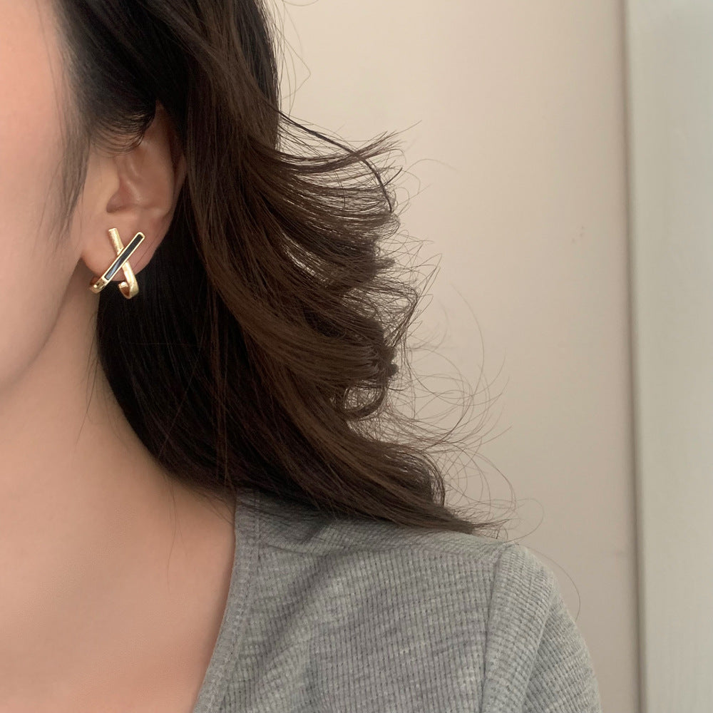 For Witches Knot Jewelry Stud Earrings In White Featuring Cross Pattern
