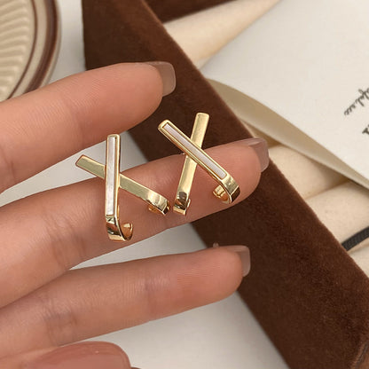 For Witches Knot Jewelry Stud Earrings In White Featuring Cross Pattern