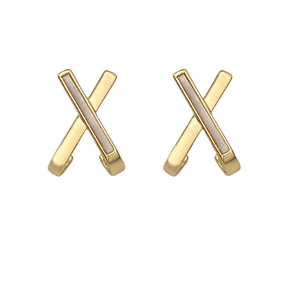 For Witches Knot Jewelry Stud Earrings In White Featuring Cross Pattern