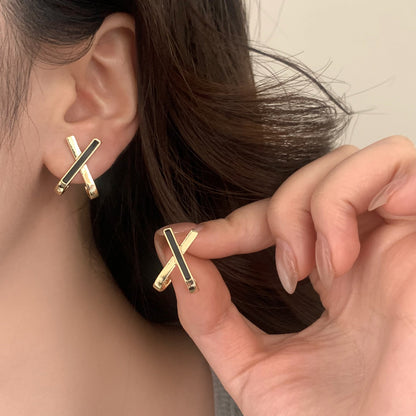 For Witches Knot Jewelry Stud Earrings In White Featuring Cross Pattern
