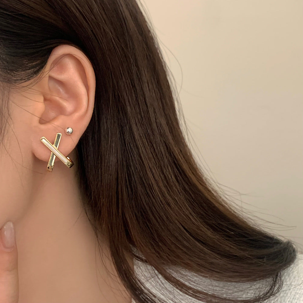 For Witches Knot Jewelry Stud Earrings In White Featuring Cross Pattern