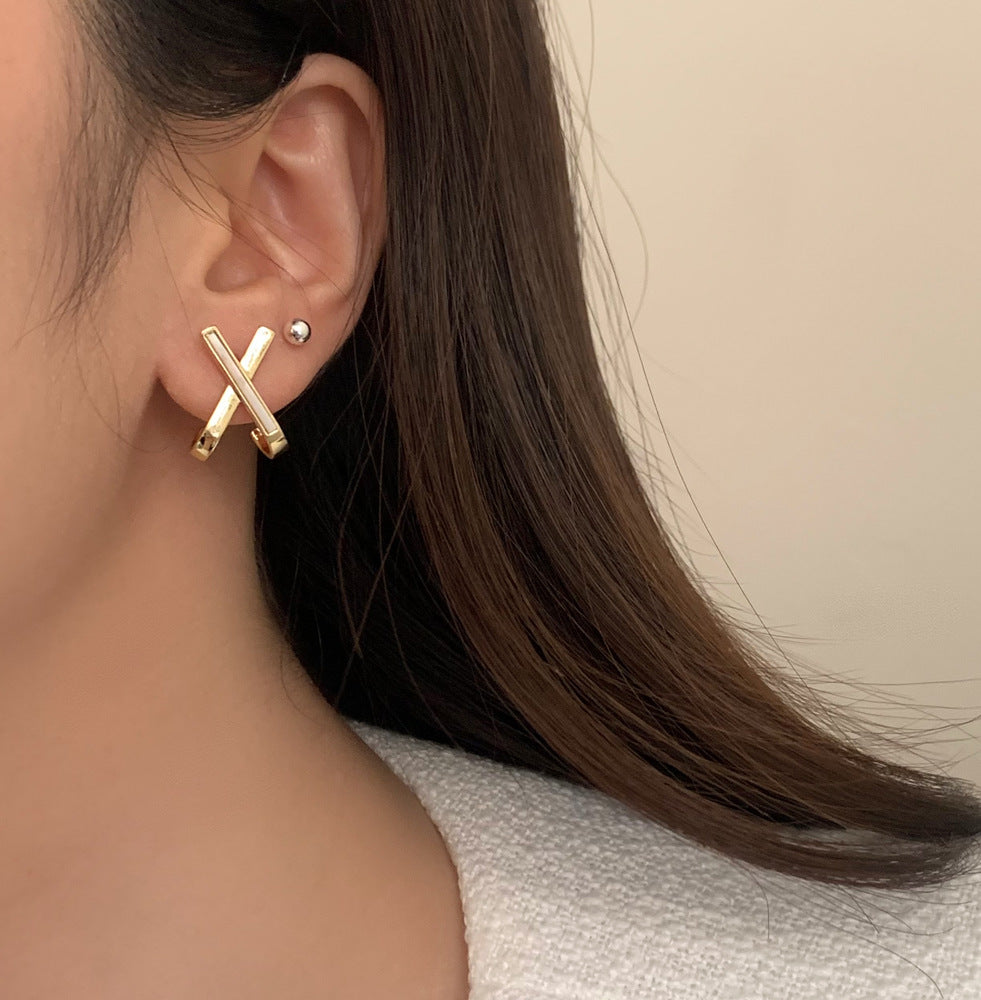 For Witches Knot Jewelry Stud Earrings In White Featuring Cross Pattern