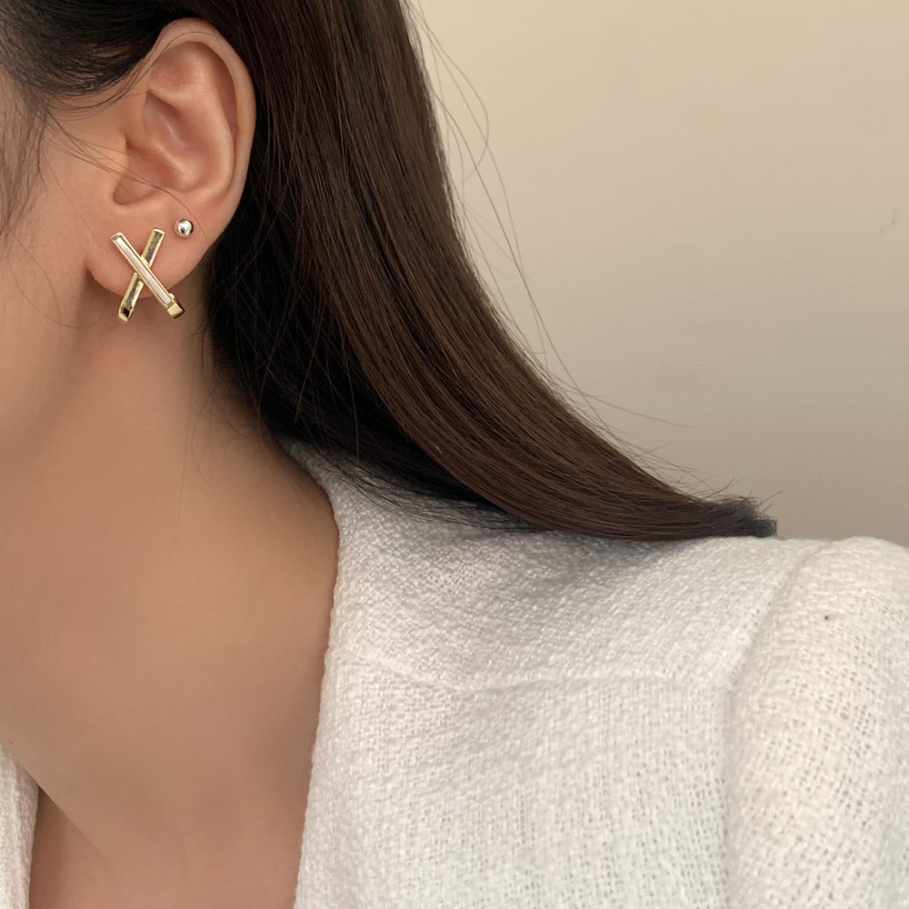 For Witches Knot Jewelry Stud Earrings In White Featuring Cross Pattern