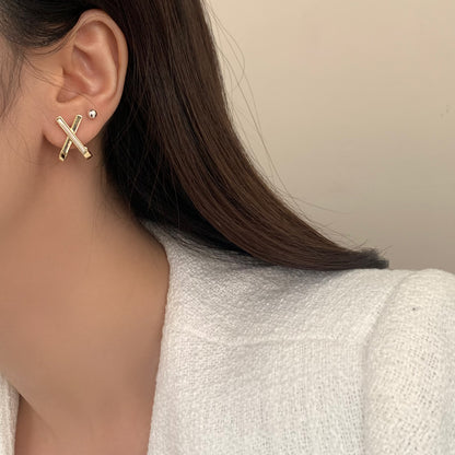 For Witches Knot Jewelry Stud Earrings In White Featuring Cross Pattern