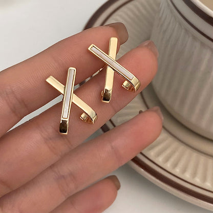 For Witches Knot Jewelry Stud Earrings In White Featuring Cross Pattern