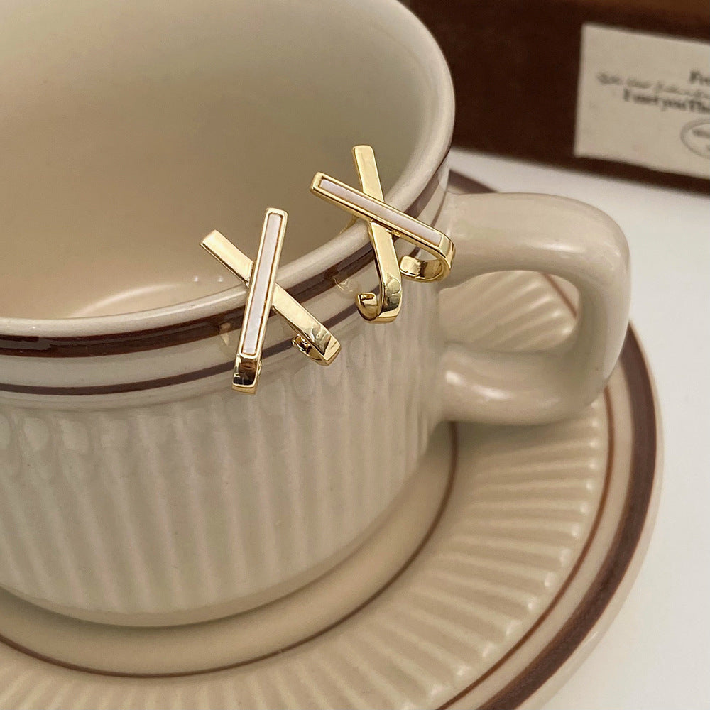 For Witches Knot Jewelry Stud Earrings In White Featuring Cross Pattern