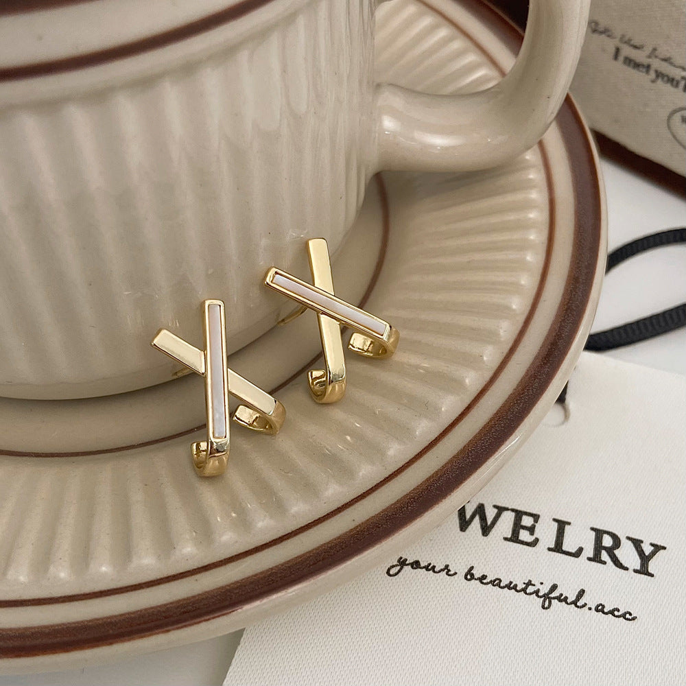 For Witches Knot Jewelry Stud Earrings In White Featuring Cross Pattern