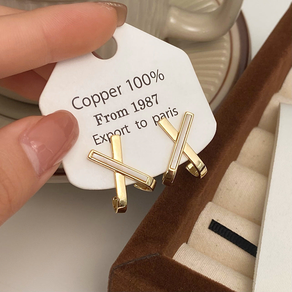 For Witches Knot Jewelry Stud Earrings In White Featuring Cross Pattern