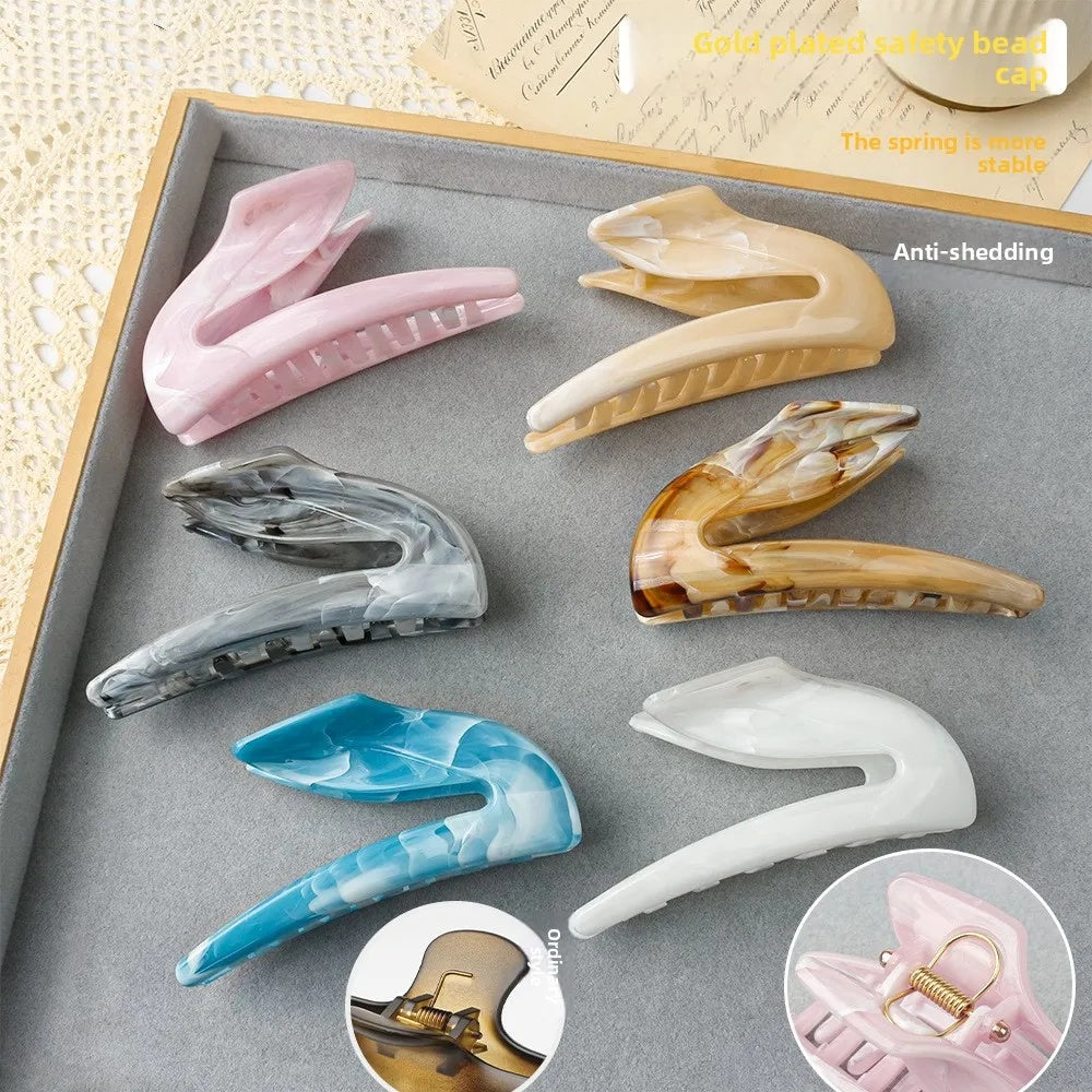 Shark Plastic Hair Claw In Black, Durable Hairpin Accessory For Secure Hold
