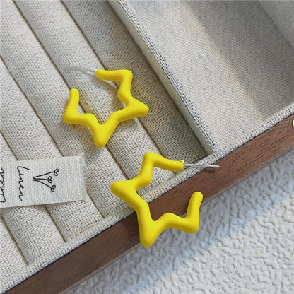 Star Pattern Acrylic Earrings For Women In Colour