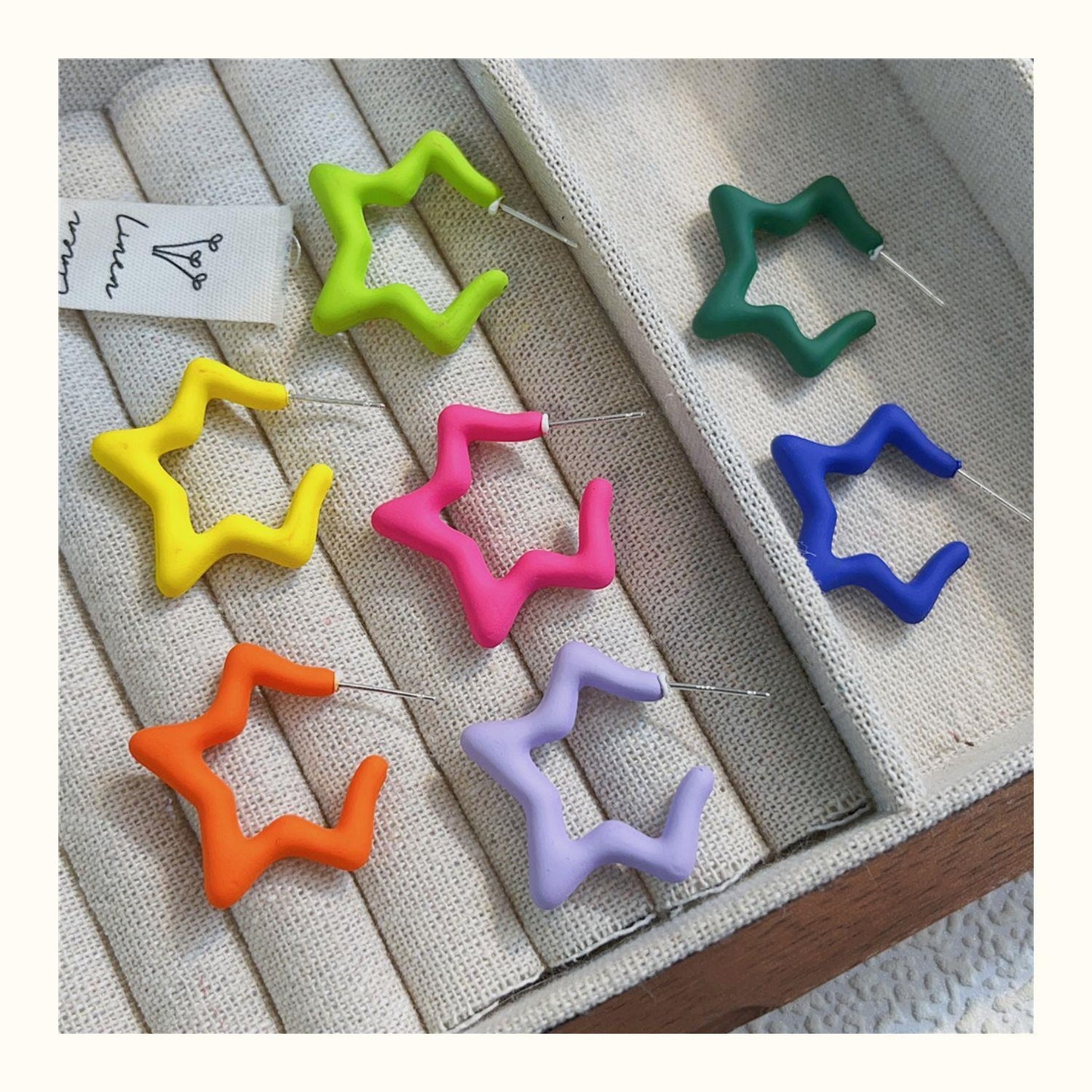 Star Pattern Acrylic Earrings For Women In Colour