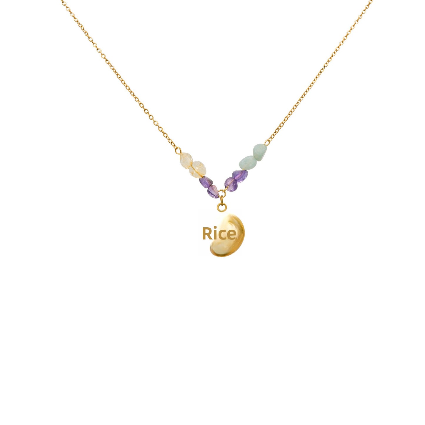 Splicing Necklace For Women In Simple Style With 18K Real Gold Plated And Natural Stone Inlay