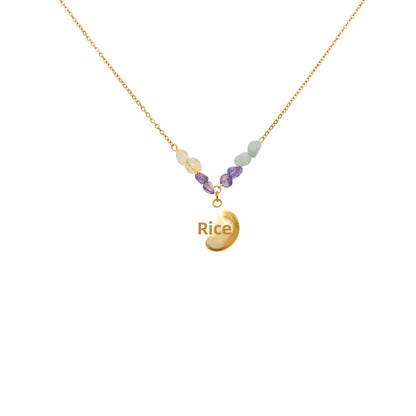 Splicing Necklace For Women In Simple Style With 18K Real Gold Plated And Natural Stone Inlay