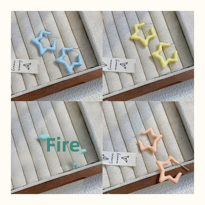 Star Pattern Acrylic Earrings For Women In Colour