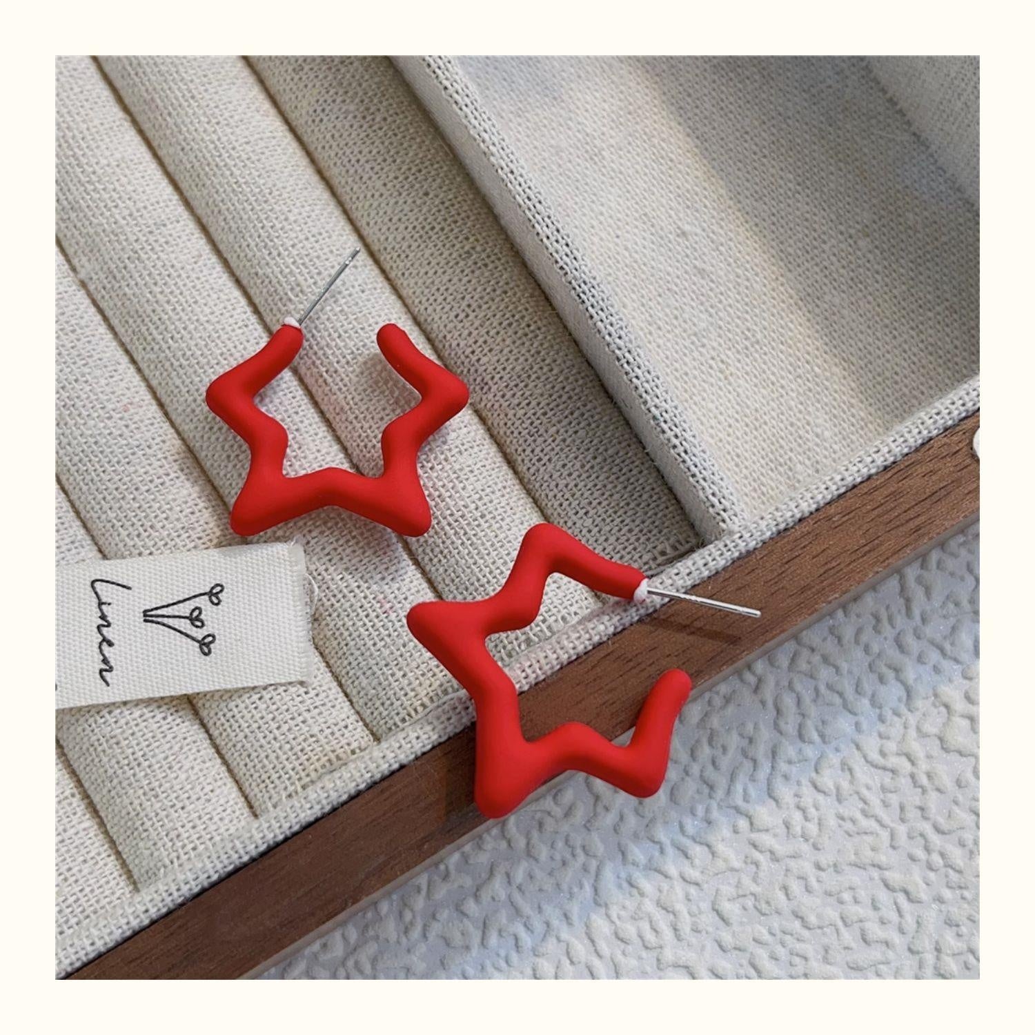 Star Pattern Acrylic Earrings For Women In Colour