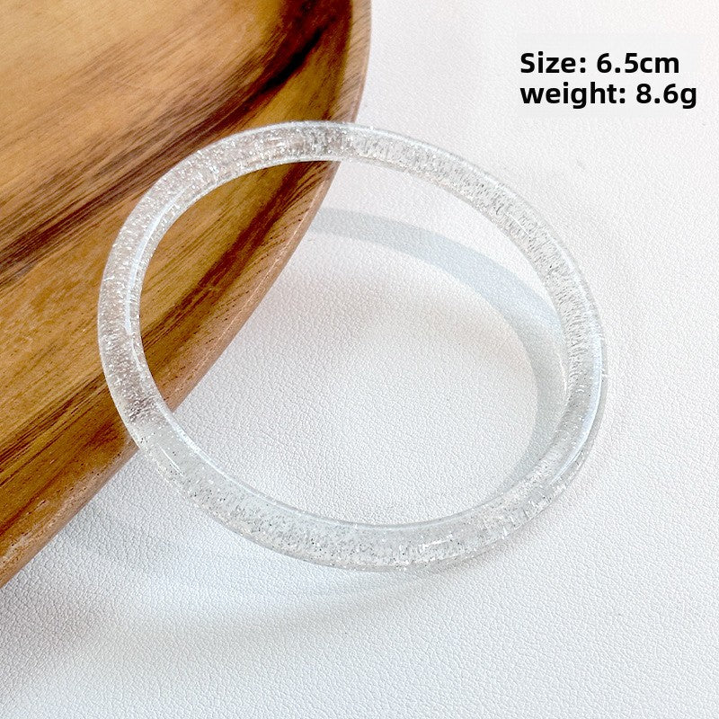 Handmade Round Resin Bangle For Women Featuring Golden Sequins Inlay