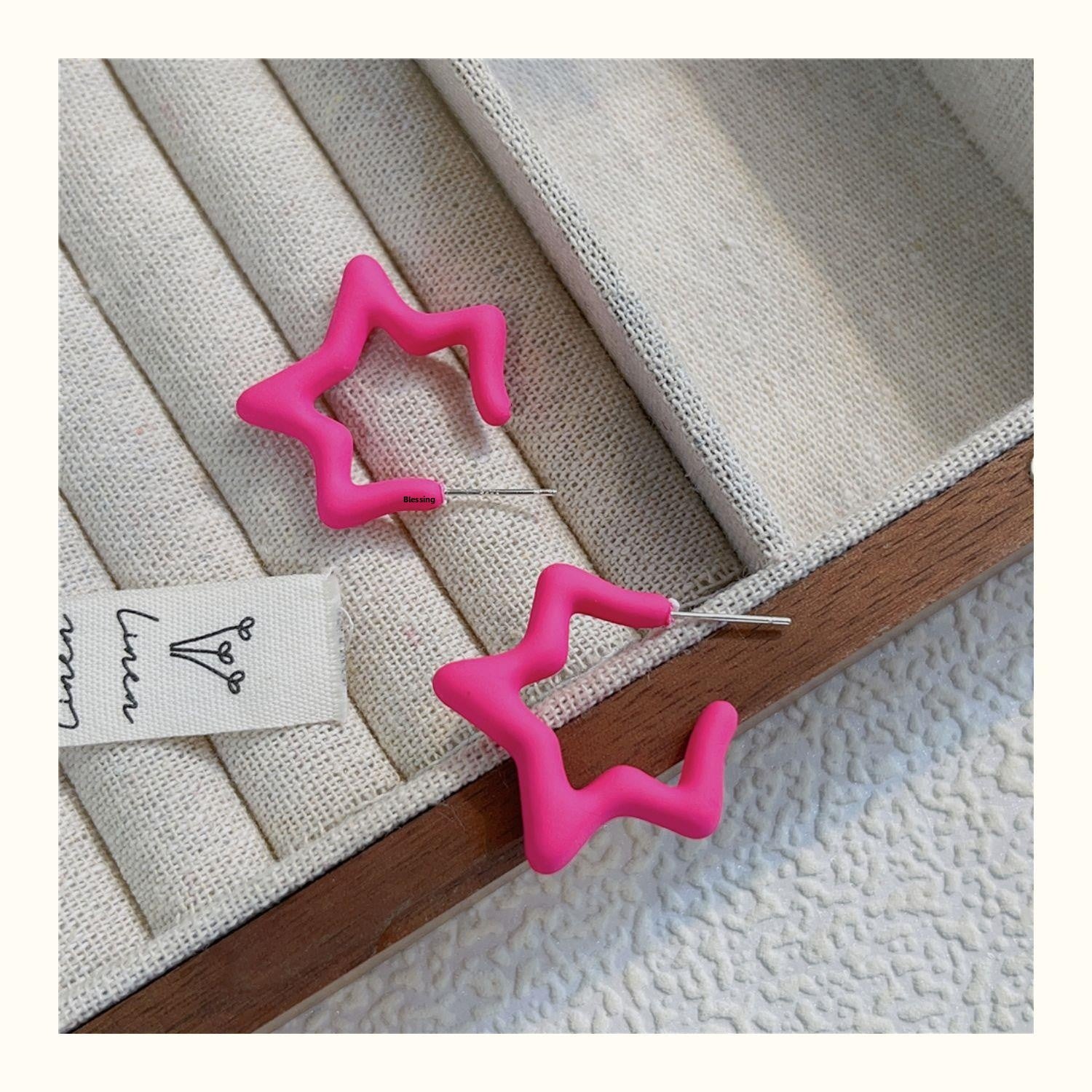 Star Pattern Acrylic Earrings For Women In Colour