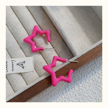 Star Pattern Acrylic Earrings For Women In Colour