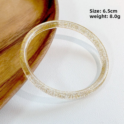 Handmade Round Resin Bangle For Women Featuring Golden Sequins Inlay