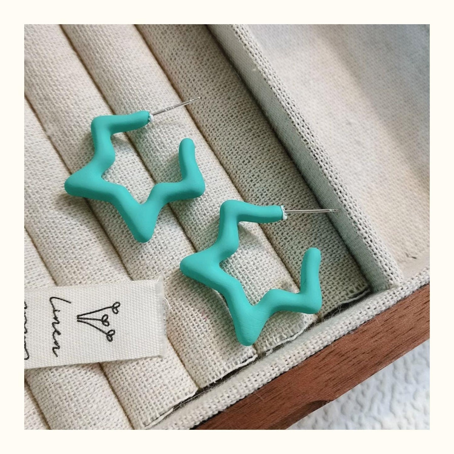 Star Pattern Acrylic Earrings For Women In Colour