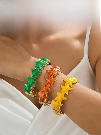 Exaggerated Starfish Bangle For Women In Electroplated Alloy Featuring Unique Design