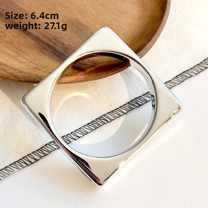 Square Resin Bangle For Women Featuring Silver Plated Electroplated Finish In Elegant Silver