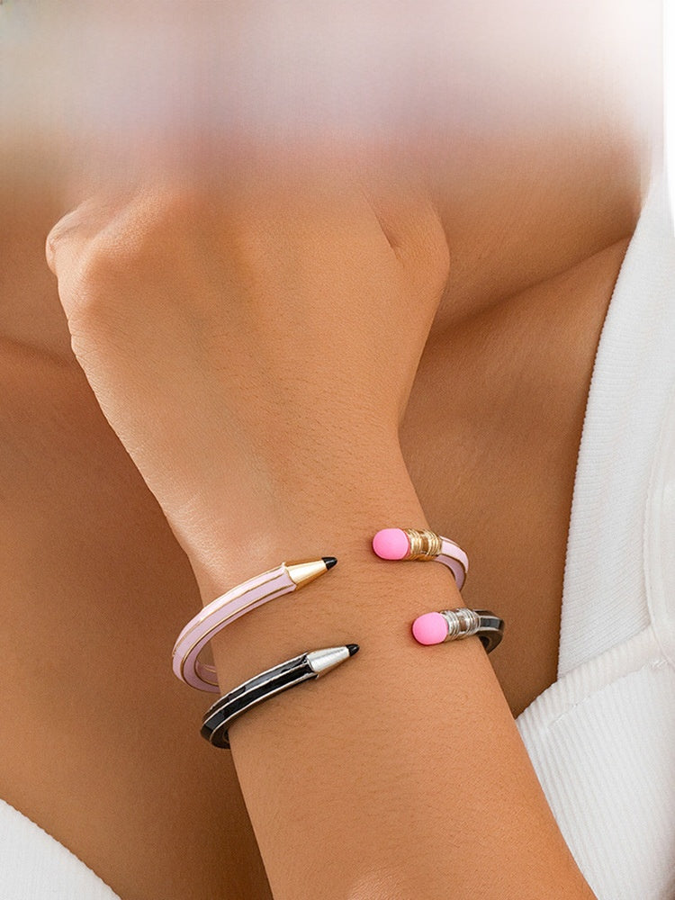 Retro Asymmetrical Zinc Bangle For Women Featuring Unique Colour Design