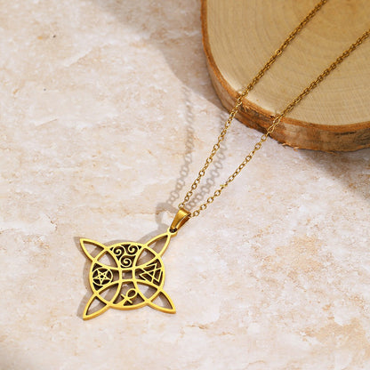 Vintage Style Cross Pendant Necklace For Unisex Featuring Witches Knot Jewelry Design